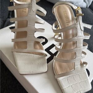 Schutz White Strappy Sandals